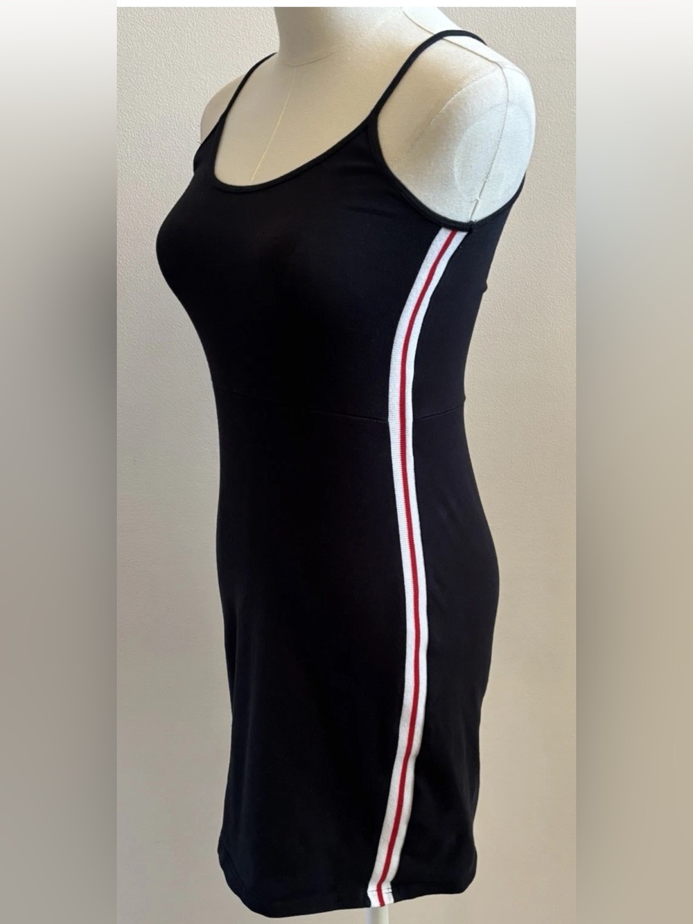 Brandy Melville Bodycon Mini Dress Black Side Stripe Y2K